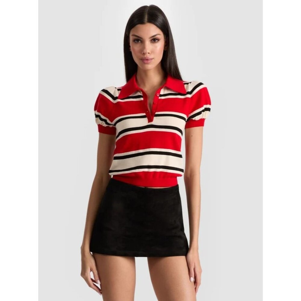Alice + Olivia Ramona Perfect Ruby Multi Stipred Pullover XS NWT $395